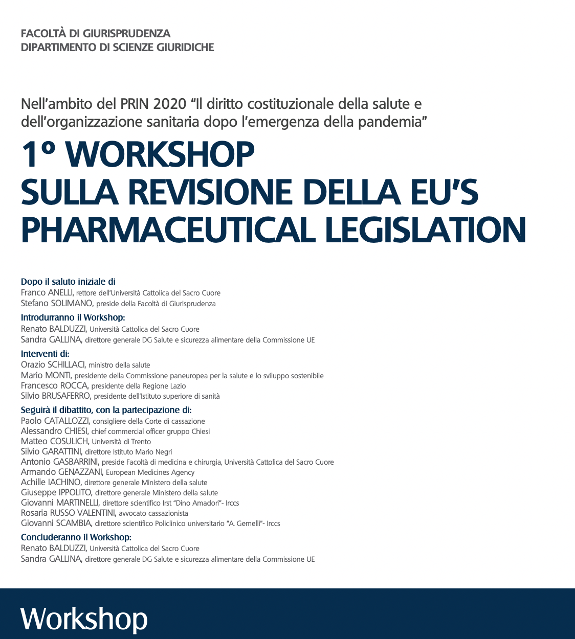 Workshop sulla revisione della EU's Pharmaceutical Legislation